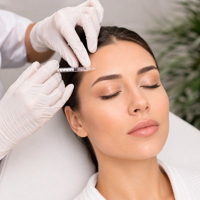 Botox treatment in Jumeirah Dubai with professional cosmetic injection procedure on forehead